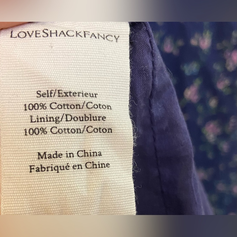 LoveShackFancy Eventide Blue Lena Floral 🌸 Cotton Mini Dress women’s Size L - Picture 16 of 16